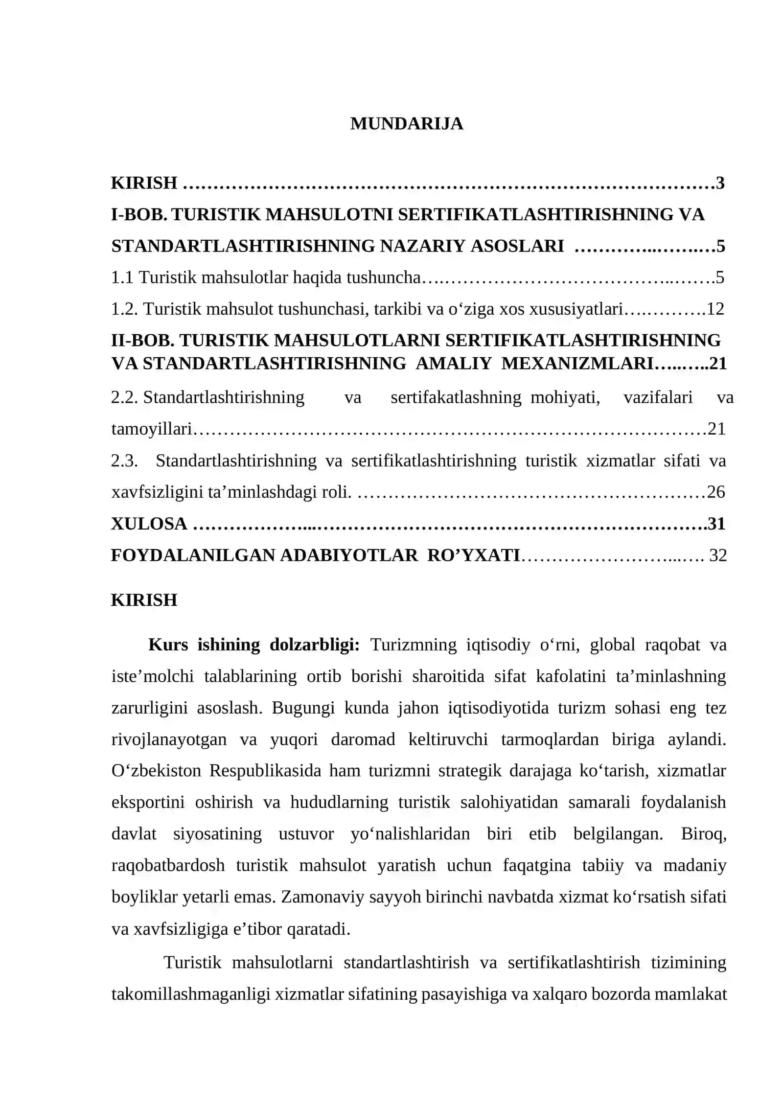 TURISTIK MAHSULOTNI SERTIFIKATLASHTIRISHNING VA STANDARTLASHTIRISHNING NAZARIY ASOSLARI 2