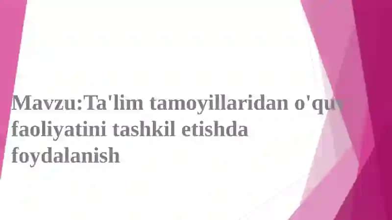 Ta'lim tamoyillaridan o'quv faoliyatini tashkil etishda foydalanish 2