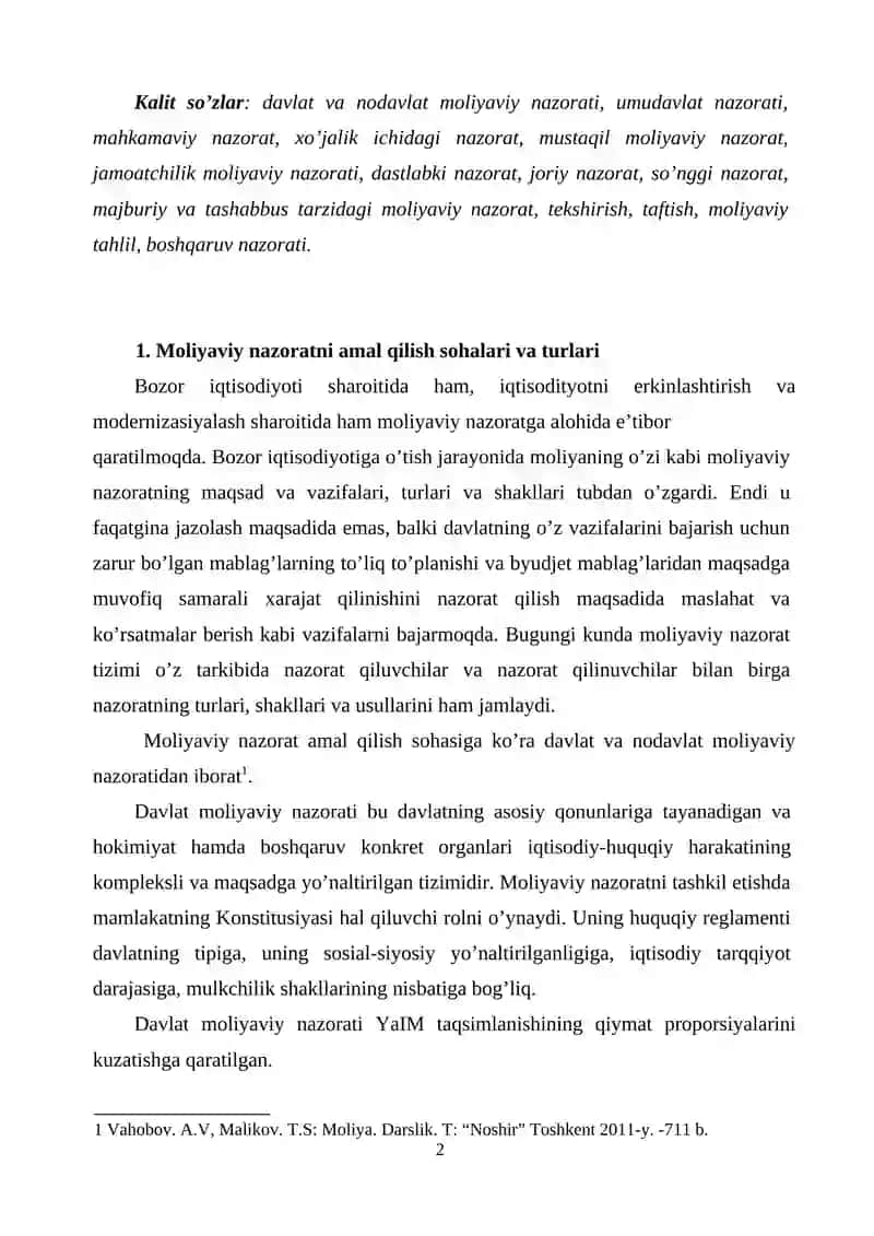 Moliyaviy nazoratni tashkil qilishning turlari, shakl va usullari 2