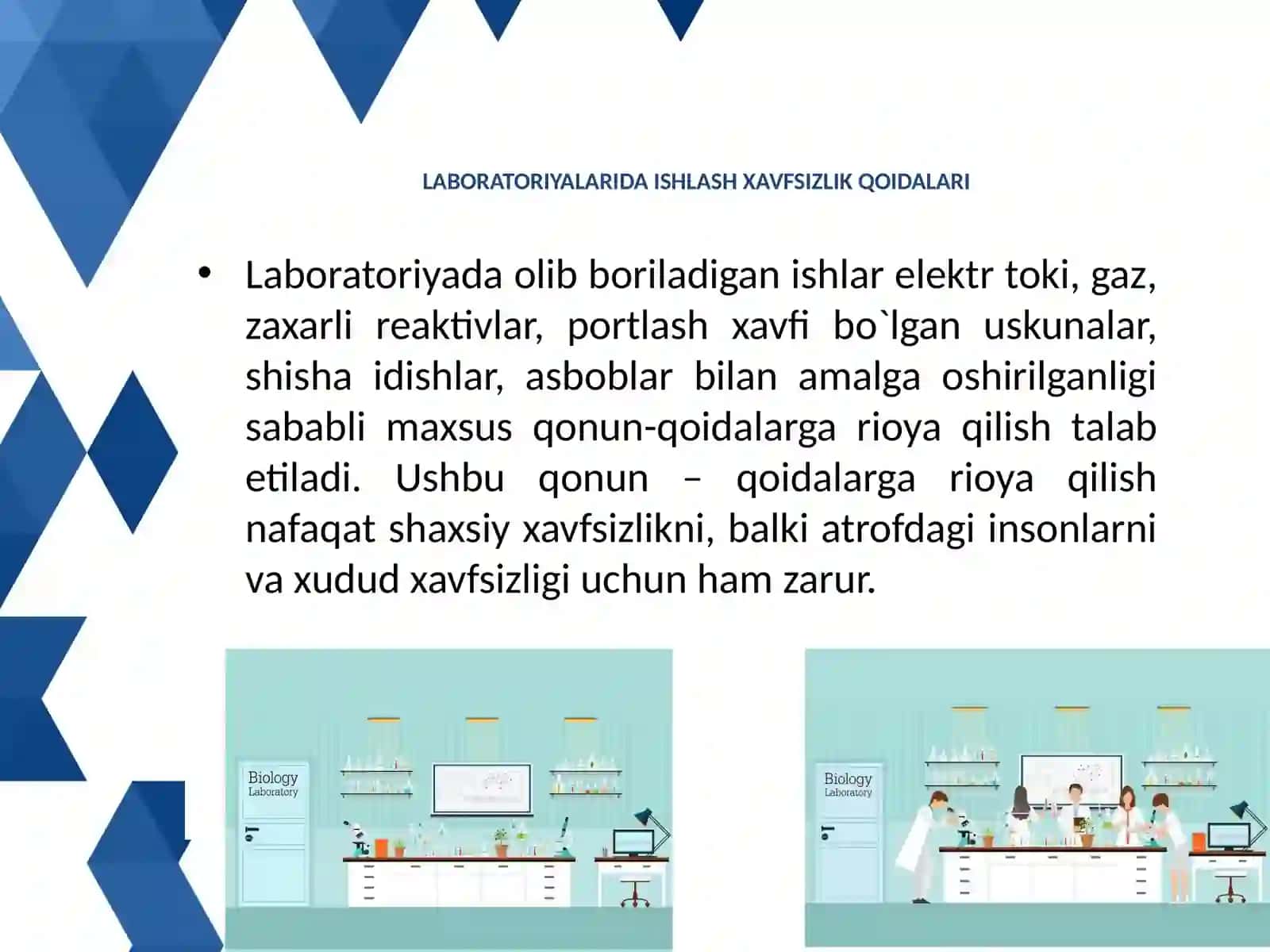 Laboratoriya mashg’ulotlari texnikasi bilan tanishtirish 2