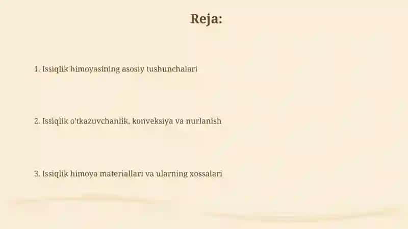 Issiqlik himoyalanishining asosiy tushunchalari 2