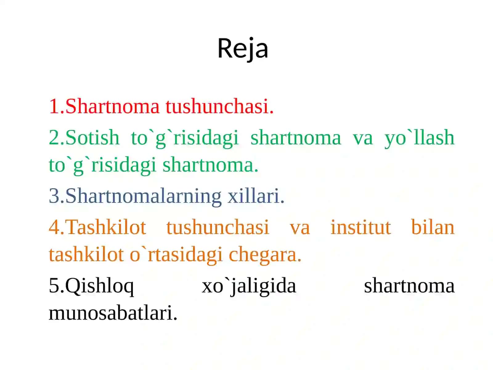 Shartnоma (kontrakt) nazariyasi 2