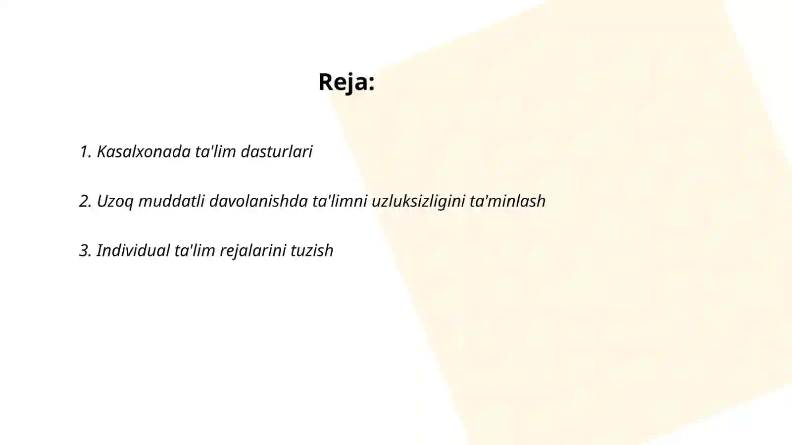 Kasalxonada ta'lim dasturlari 2