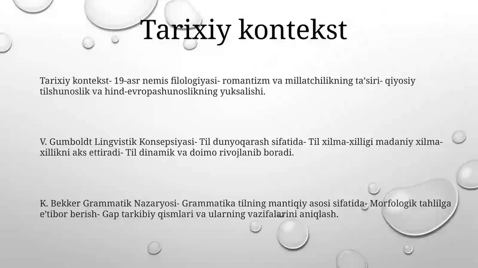 V. Gumboldt Lingvistik Konsepsiyasi, K. Bekker GrammatikNazaryasi 2