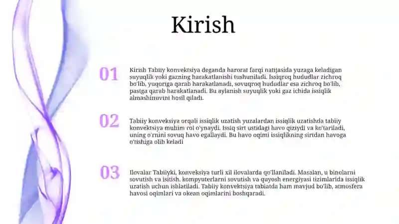 Tabiy Konvensiyada Issiqlik Berilishi 2