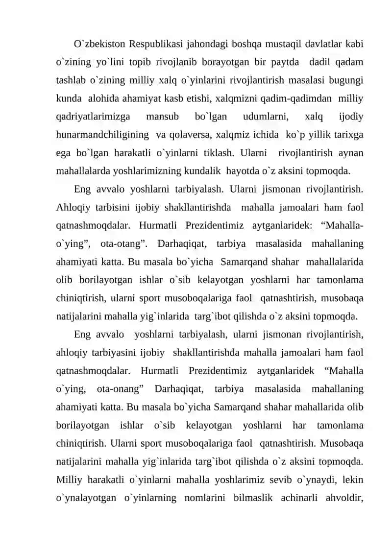 Milliy xalq o`yinlarining mohiyati yoshlarining tarbiyalashda tutgan o`rni 2