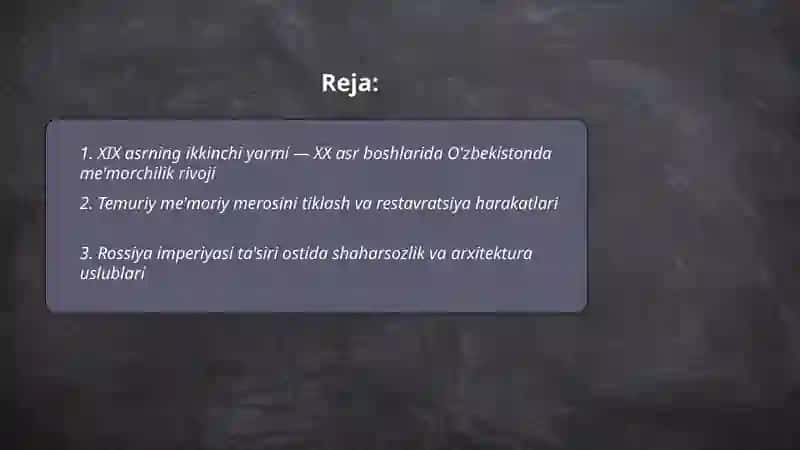 XIX asrning ikkinci yarmi XX asrda òzbekistonda memorchilik tasviriy sanat miniatyura va amaliy san'at 2