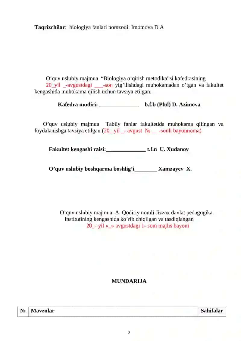 Biologiya o‘qitish metodikasi 2