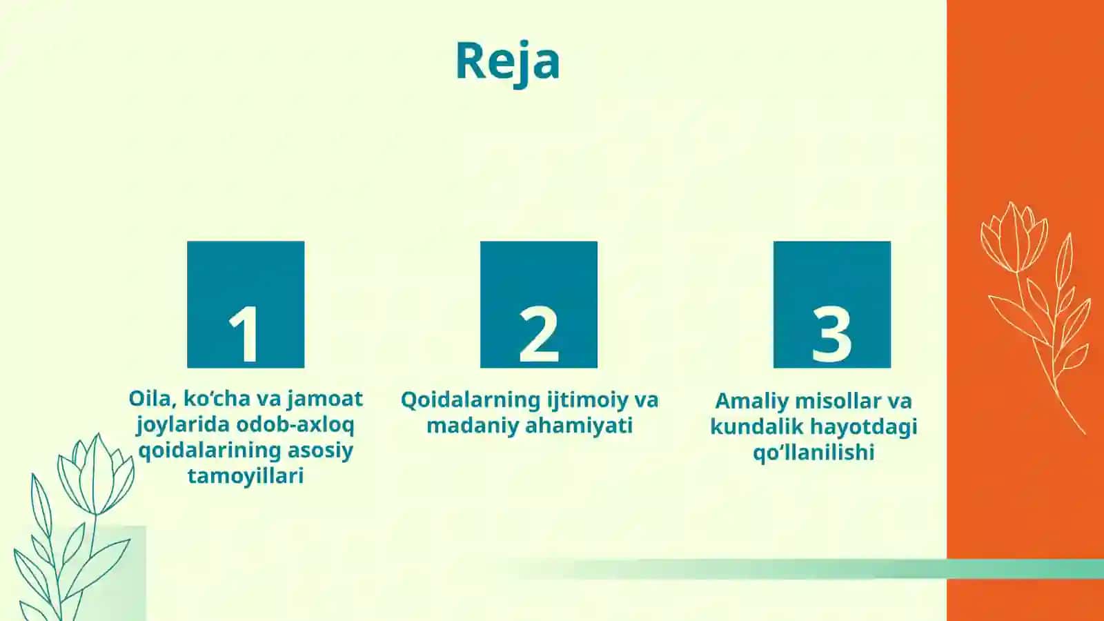 Kundalik odob-axloq qoidalari :Oilada kuchada va jamoat joylarida 2
