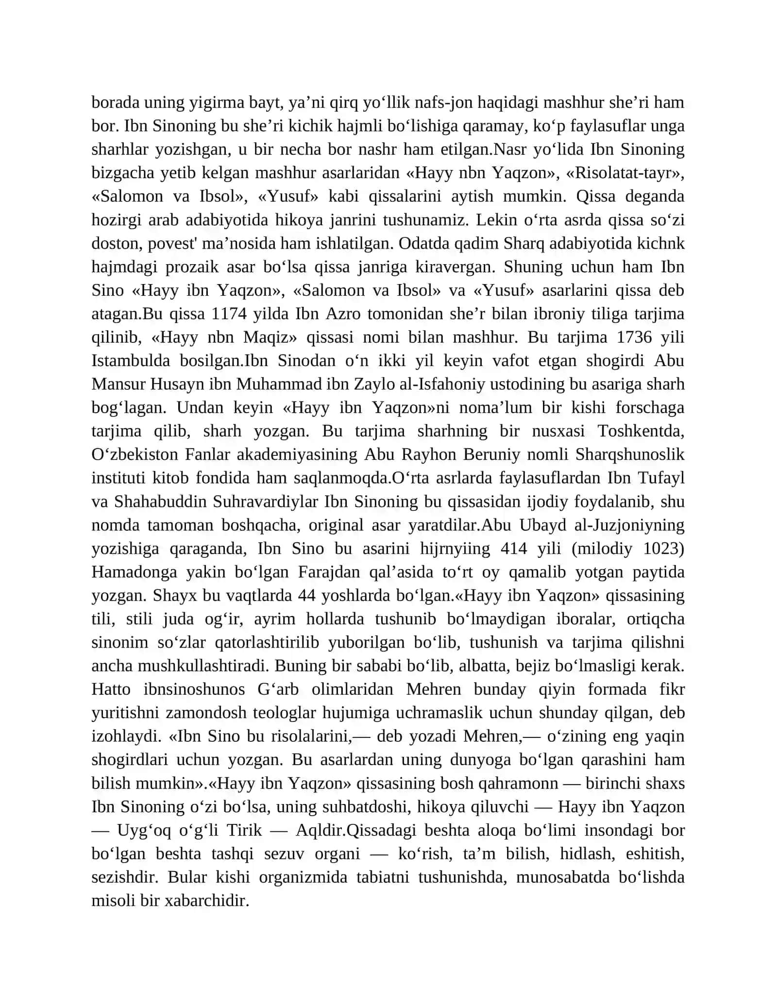 Ibn Sinoning adabiy faoliyatiga doir asarlar annotatsiyasini tuzish 2