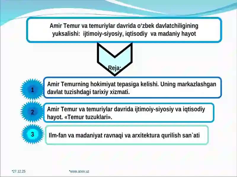 Amir Temur va Temuriylar Davrida Ijtimoiy-Iqtisodiy, Siyosiy va Madaniy Hayot 2