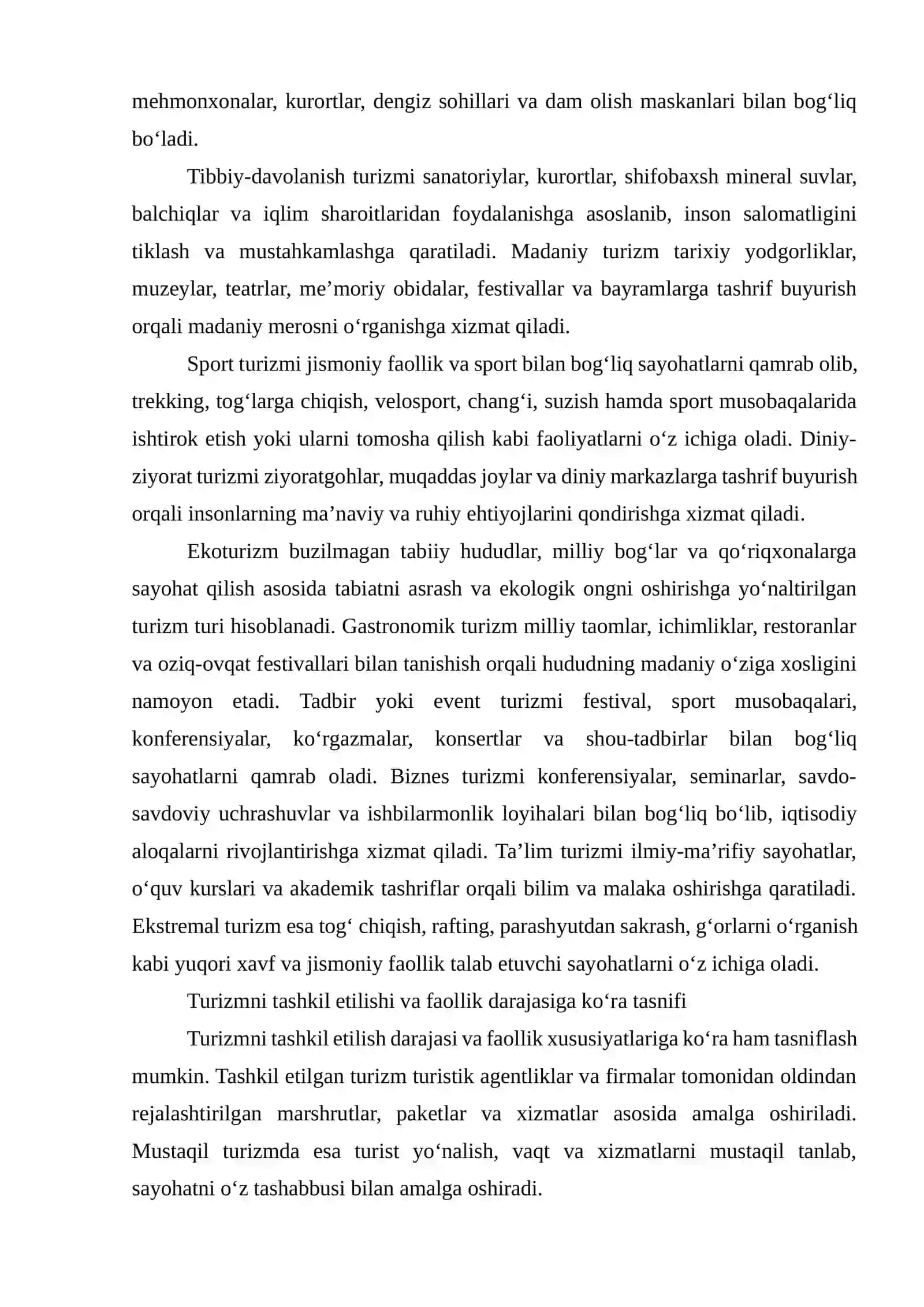 Turizmning shakllari va turlari 2