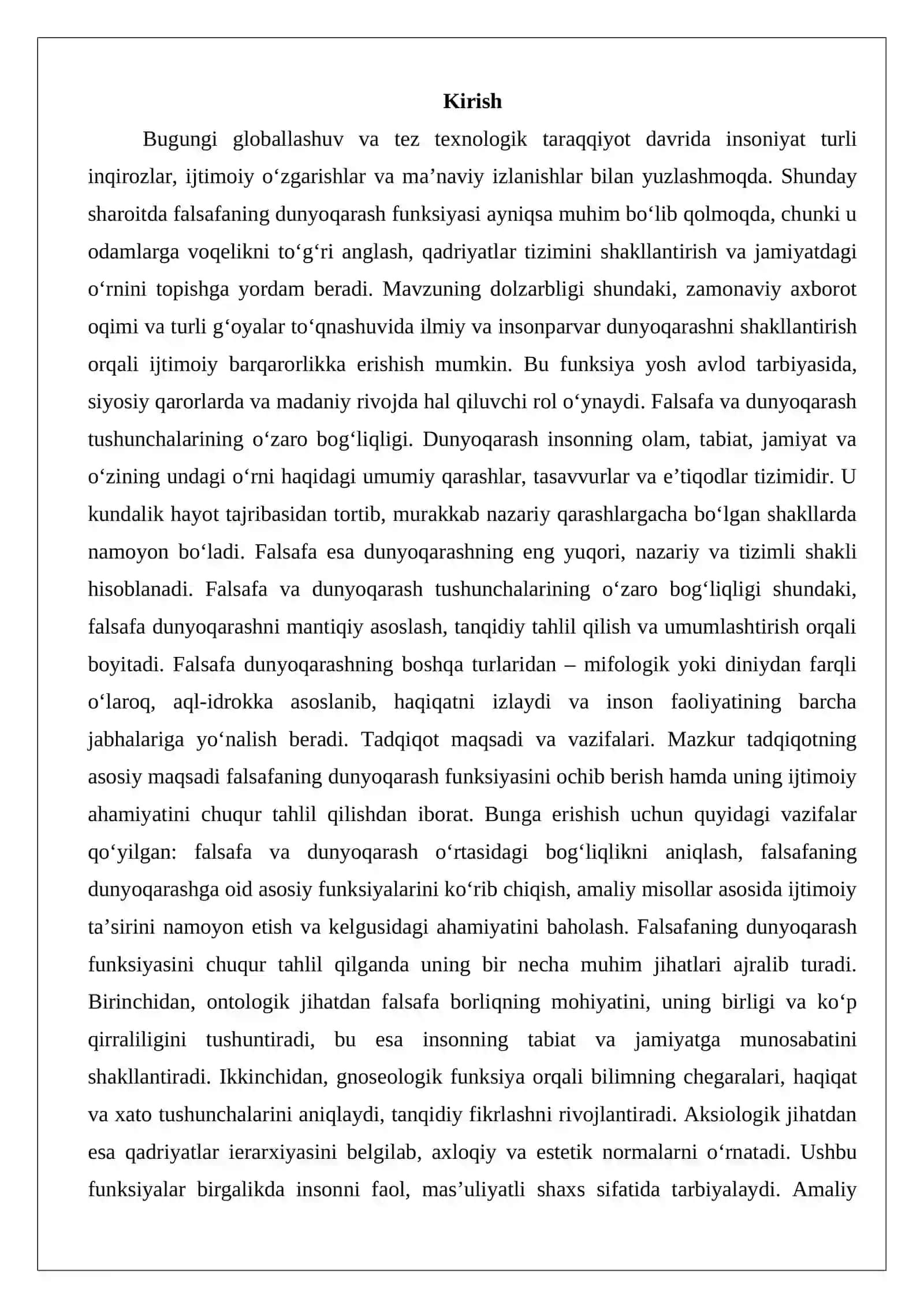 Falsafaning dunyoqarash funksiyasi va uning ijtimoiy ahamiyati 2