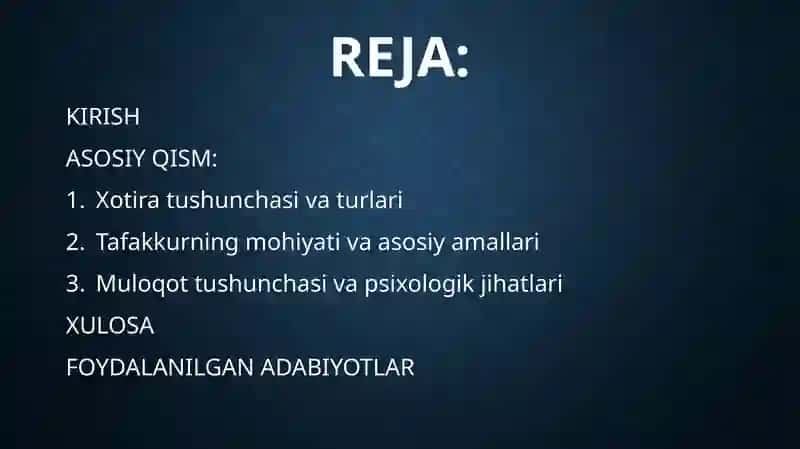 Xotira, Tafakkur va Muloqot 2