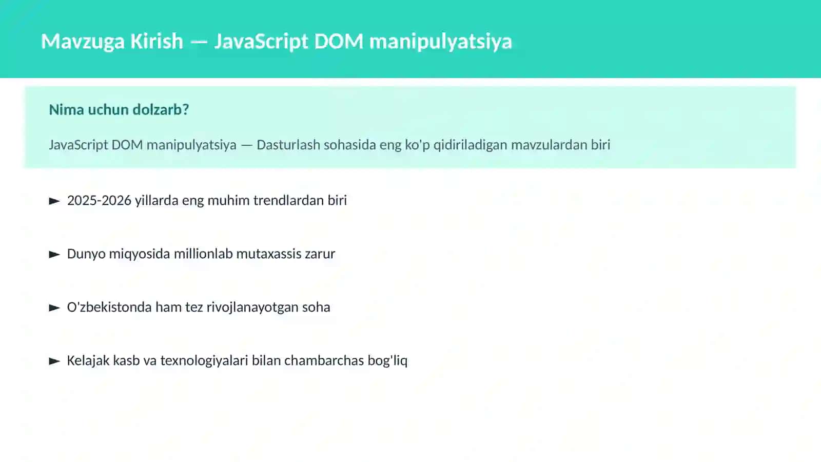 JavaScript DOM manipulyatsiya 2