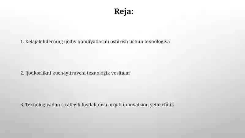 Boʻlajak rahbarning kreativ malakasini oshirish texnologiyasi 2