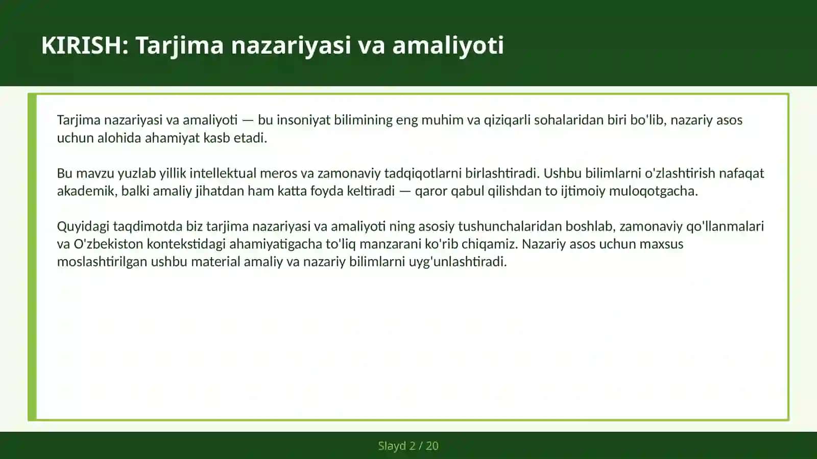 TARJIMA NAZARIYASI VA AMALIYOTI 2
