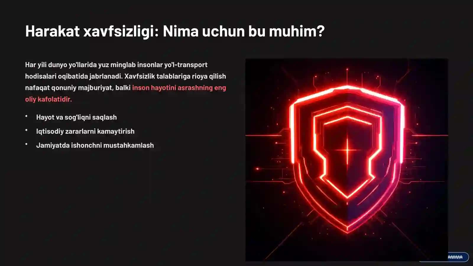 Harakat xavfsizligi talablari: Asosiy tamoyillar 2