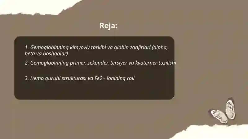 Gemoglobinning tuzilishi va u yordamida kislarod tashish mexanizmi 2