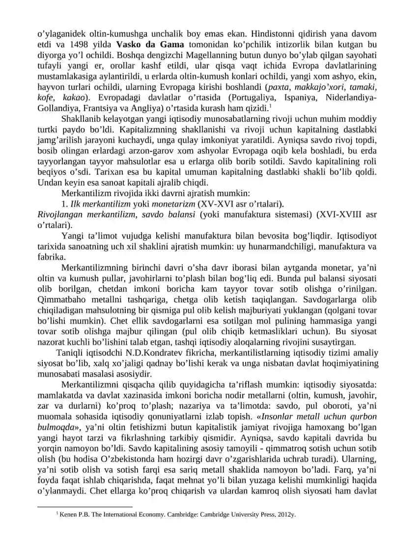 MERKANTILIZM IQTISODIY TA’LIMOTI 2