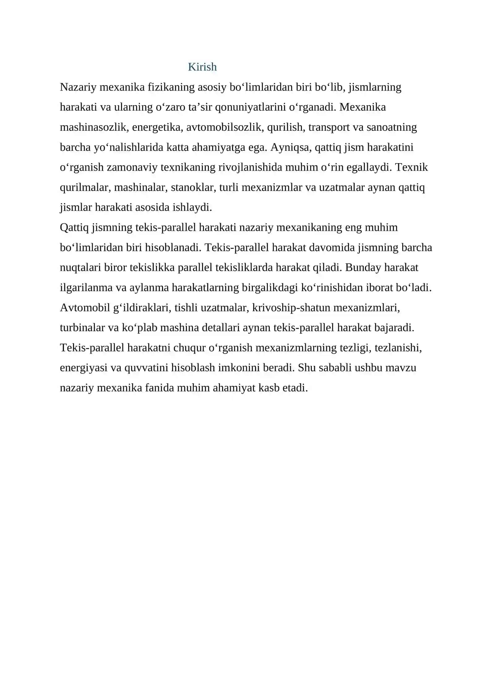 QATTIQ JISMNING TEKIS-PARALLEL HARAKATI 2