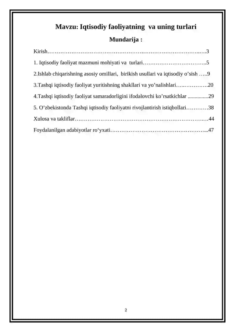 Iqtisodiy faoliyatning va uning turlari 2