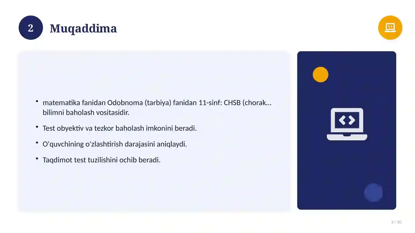 Odobnoma (11-sinf: CHSB) 2