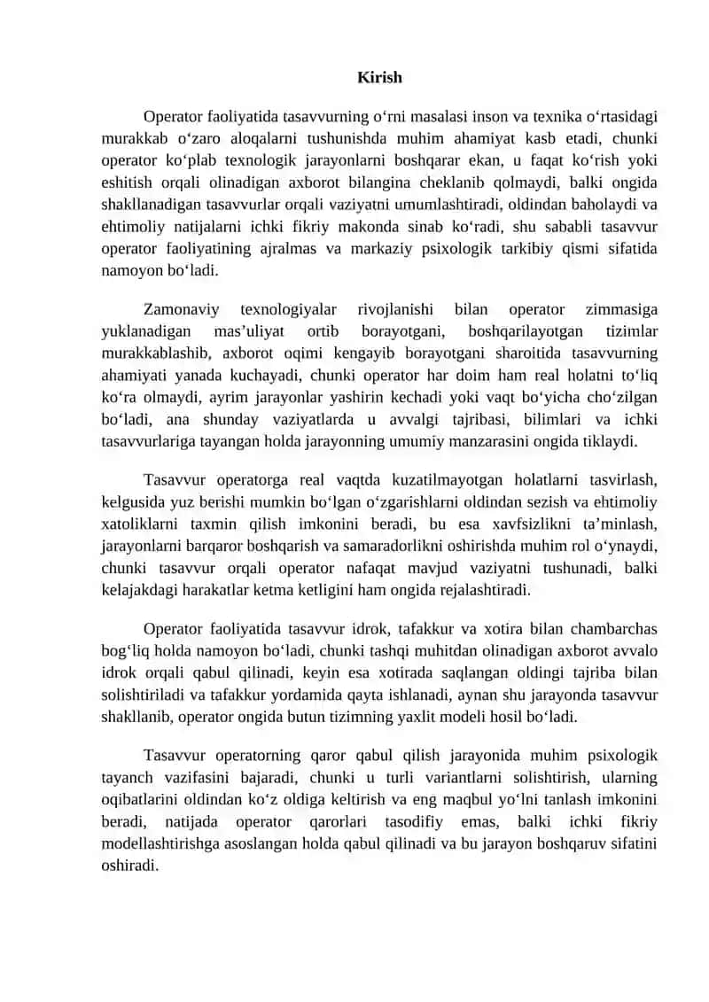 Operator faoliyatidatasavvurning o’rni 2