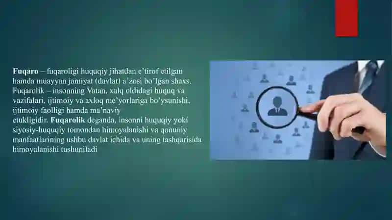 Fuqarolik tarbiyasi. O’zbekiston Respublikasi Konstitutsiyasining “Inson huquqlari, erkinliklari va majburiyatlari" 2