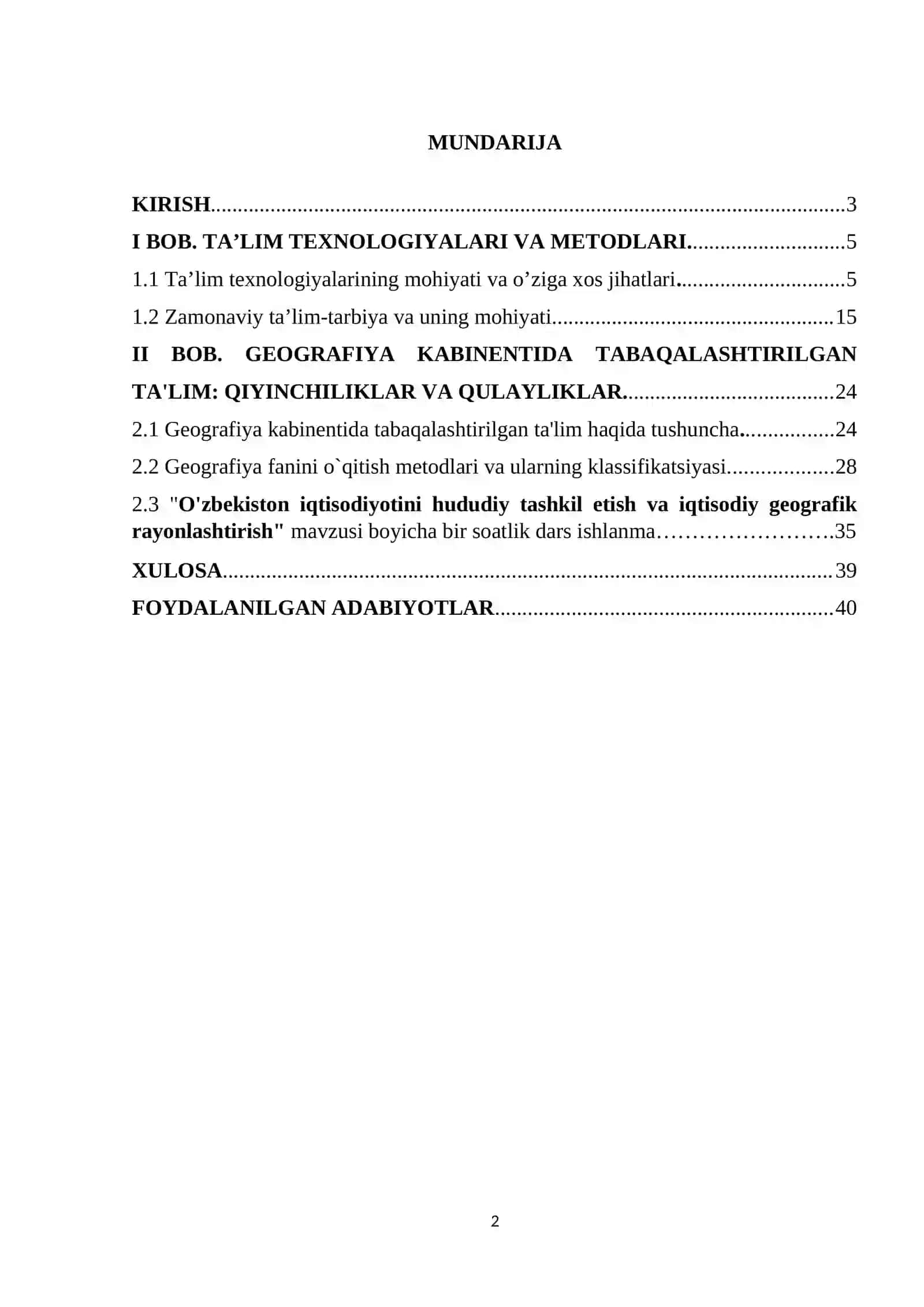 GEOGRAFIYA KABINENTIDA TABAQALASHTIRILGAN TA'LIM: QIYINCHILIKLAR VA QULAYLIKLAR 2