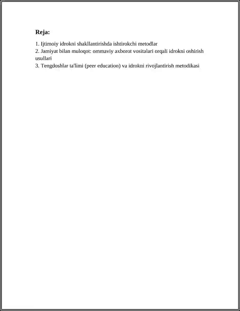 IJTIMOIY IDROKKA YO'NALTIRILGAN USULLAR 2