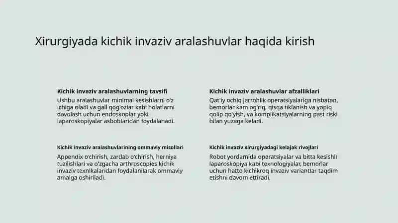 Xirurgiyada kichik invaziv aralashuvlar 2