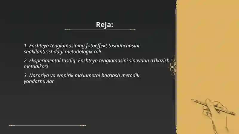 Enshteyn tenglamasining metodologik ahamiyati 2