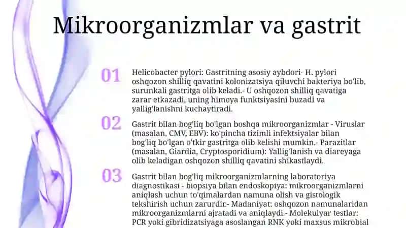 Gastrit, Oshqozon-Ichak Yarasi Va Kolit Kelib Chiqishda Mikroorganizmlarning Ahamiyati, Patogenezi, Labaratoriya Tashxisi 2