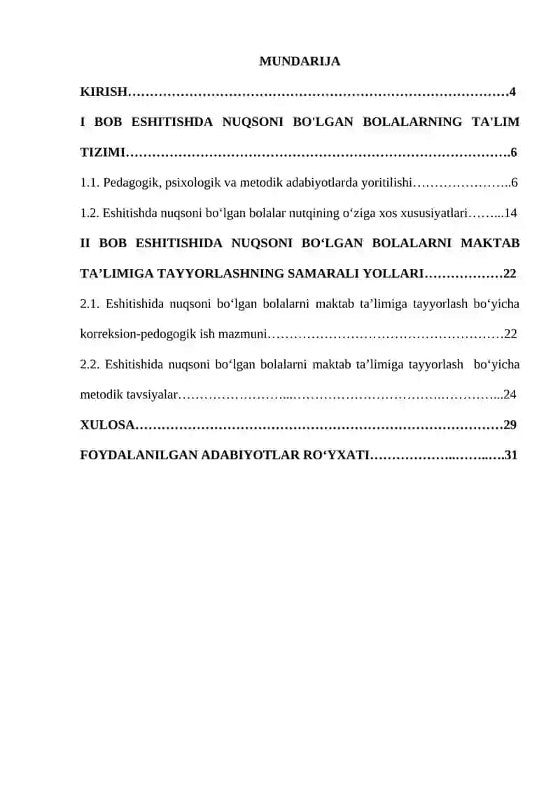 Surdopsixologiya fanidan “Maxsus ta’lim jarayonida eshitishida nuqsoni bo’lgan bolalarga psixologik-pedagogik yordam ko’rsatish” mavzusida KURS ISHI 2