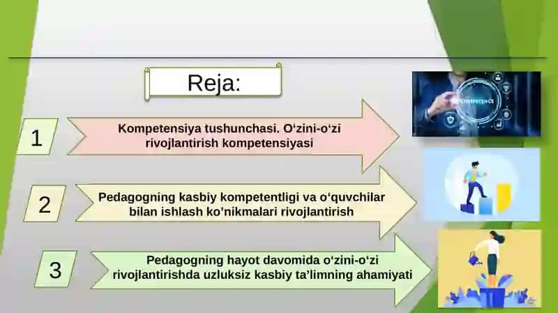 O‘zini-o‘zi rivojlantirish, uzluksiz kasbiy rivojlanish faoliyatining ta’lim sifatini oshirishdagi ahamiyati va zamonaviy tendensiyalar. 2