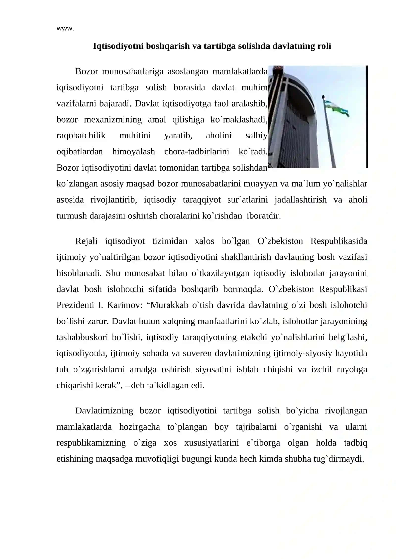 Iqtisodiyotni boshqarish va tartibga solishda davlatning roli 2