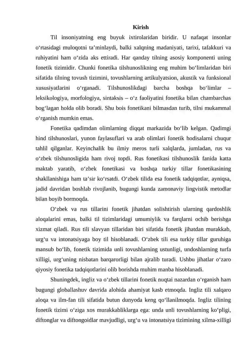 Rus va o‘zbek tilshunosligida fonetika. Ingliz va o‘zbek tilshunosligida fonetika 2