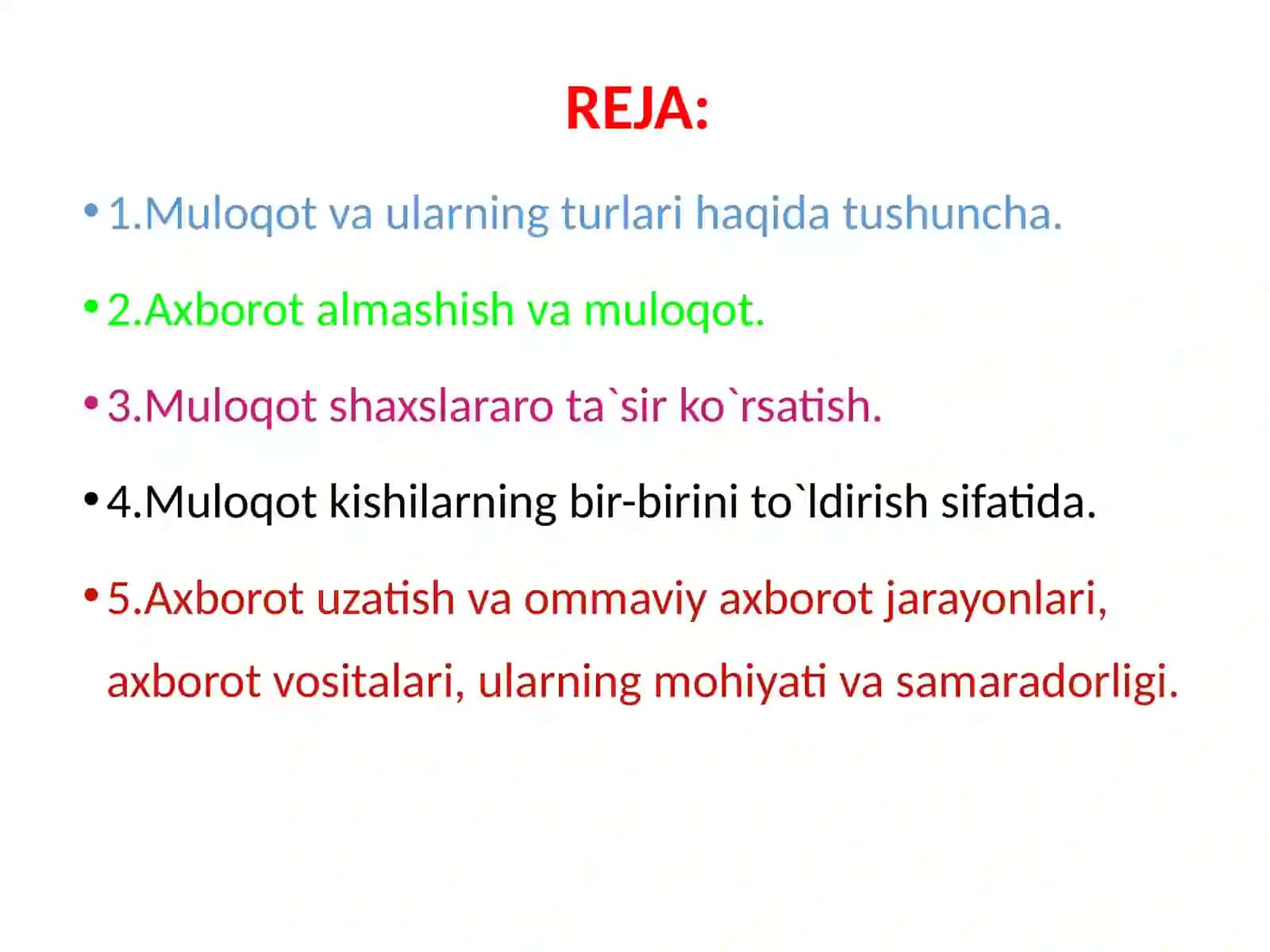 Muomala jarayonida o`zaro ta`sir mexanizmi 2