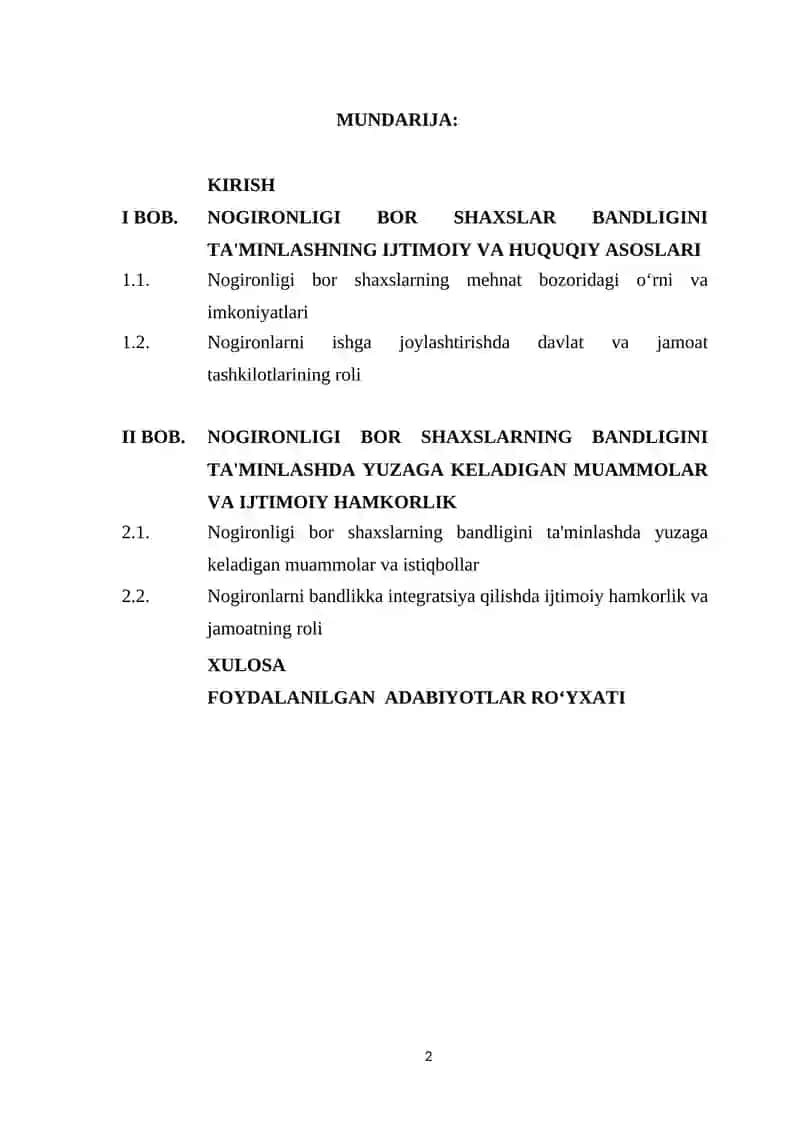 NOGIRONLIGI BOR SHAXSLAR BANDLIGINI TAʼMINLASHGA QARATILGAN FAOLIYAT. 2