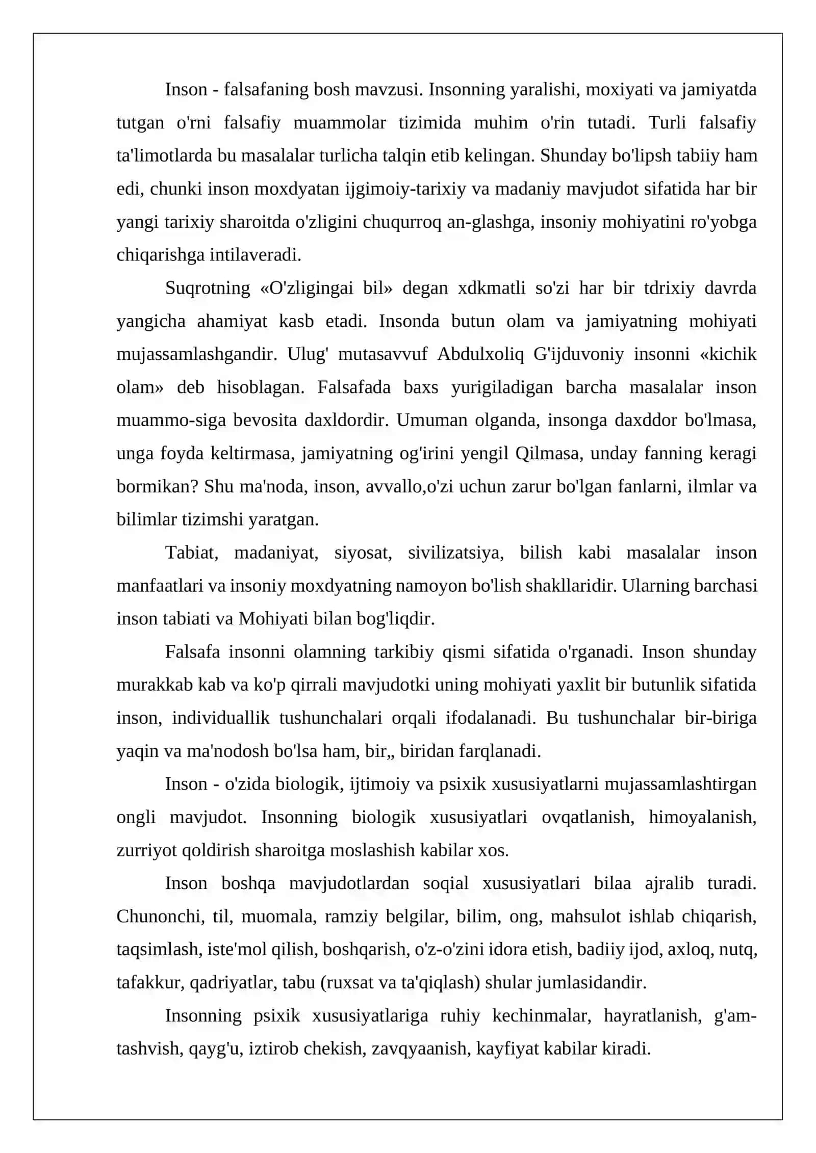 Inson falsafasi. Mustaqillik va islohotlarning ijtimoiy mohiyati 2
