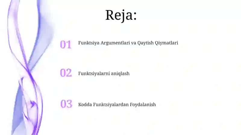 Funktsiyalar yaratish va ulardan foydalanish 2