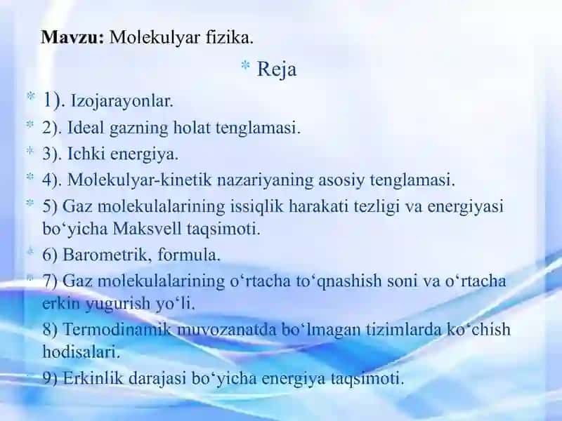 Molekulyar fizika 2