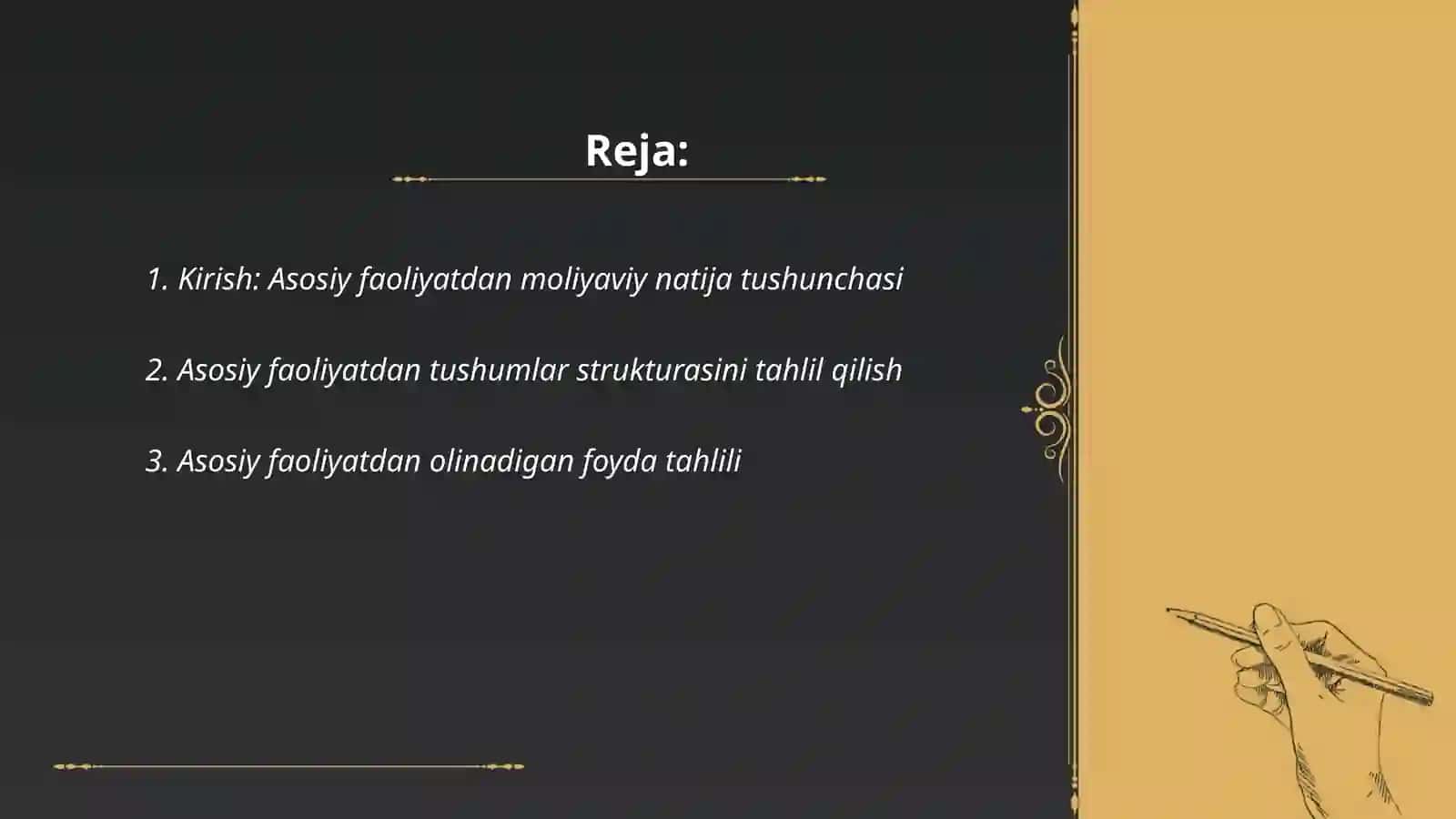 Iqtisodiy tahlil Assosiy faoliyatdan moliyaviy natija va unga ta'sir etuvchi omillar 2