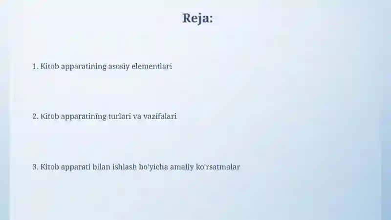 Kitob apparati bilan ishlash 2