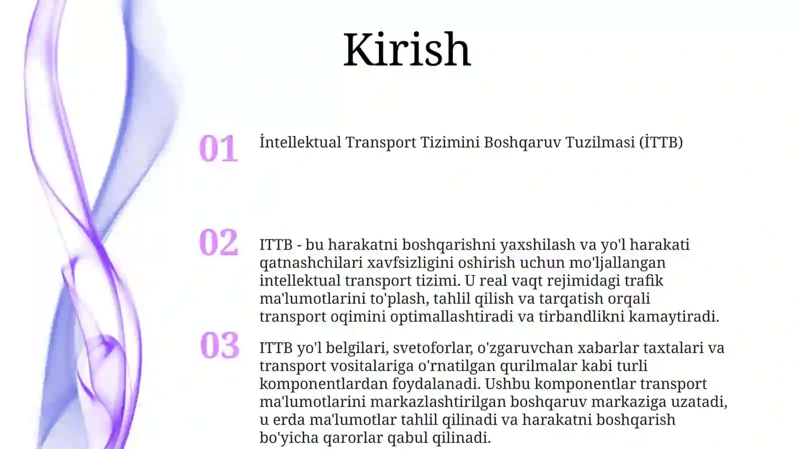 Intelektual Transport Tizimini Boshqaruv Tuzilmasi 2