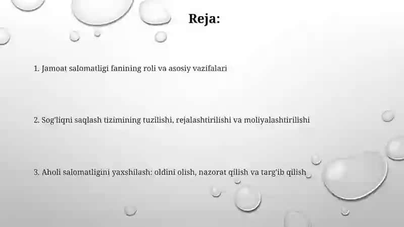 Jamoat salomatligi fanining roli va asosiy vazifalari 2