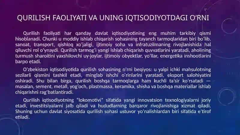 Qurilishning tashkiliy shakllari 2