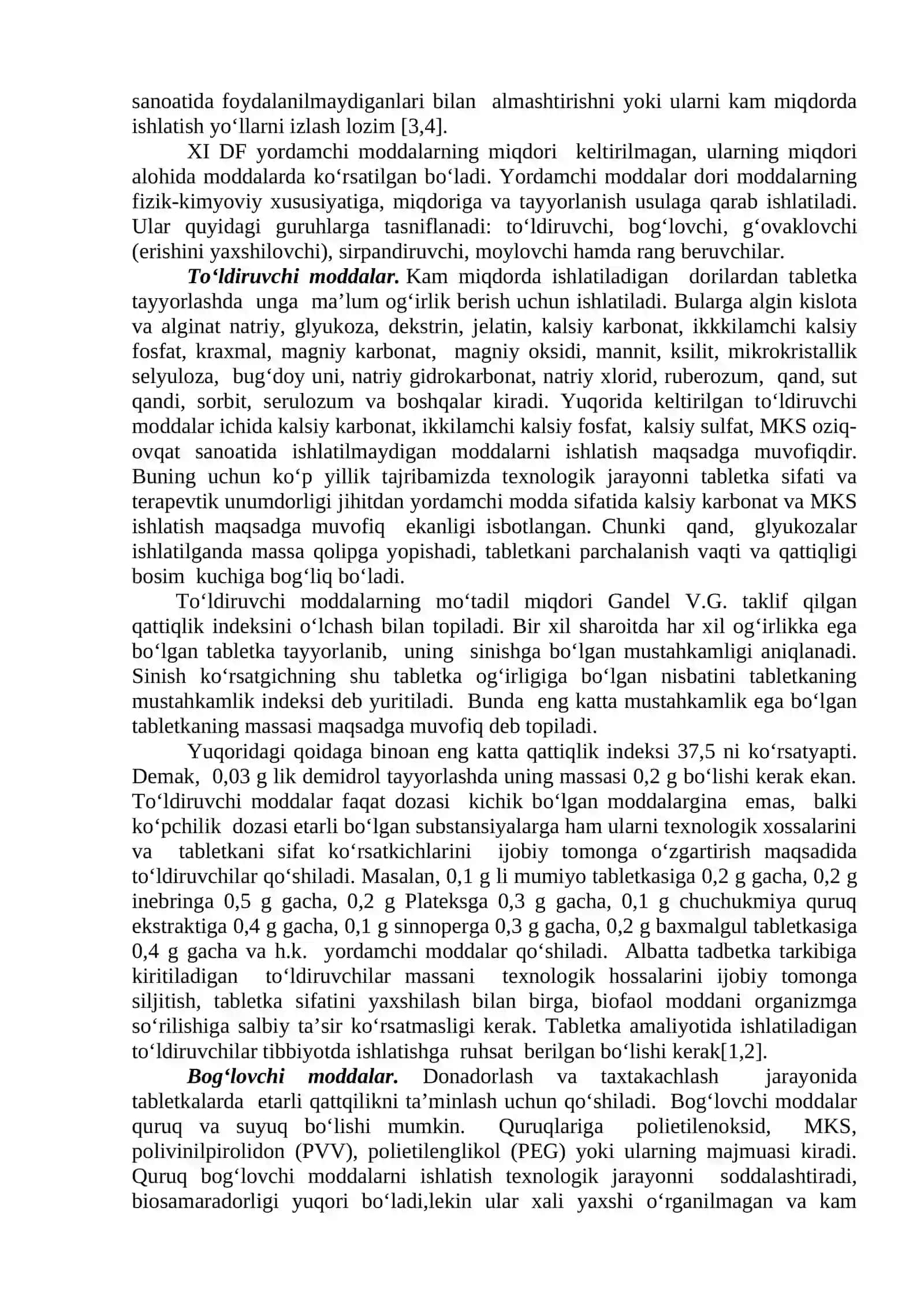 Farmatsevtik ishlab chiqarishda qattiq dori shakllarida ishlatiladigan yordamchi moddalar 2