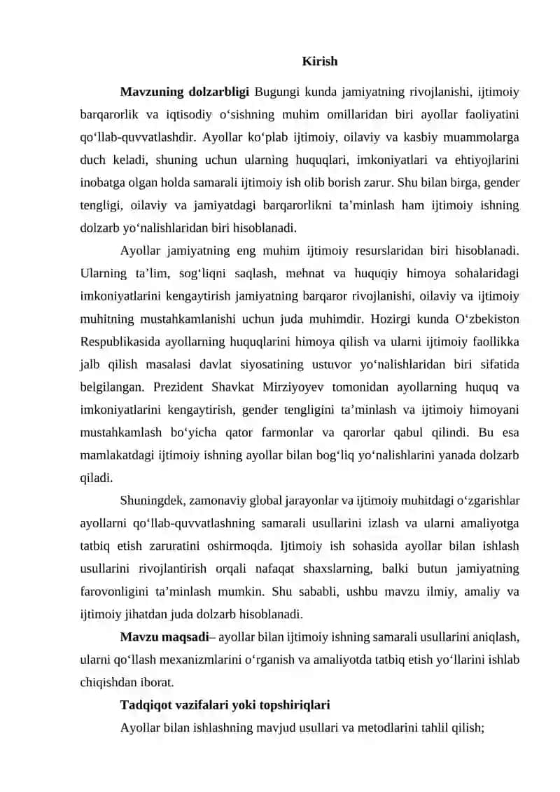 Ayollar bilan ijtimoiy ish olib borish usullari 2